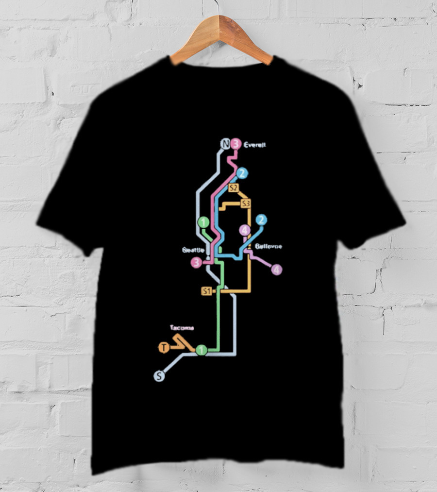 Seattle Tacoma Everett Bellevue Transit Map S1 S2 S3 Route Lines T-Shirt