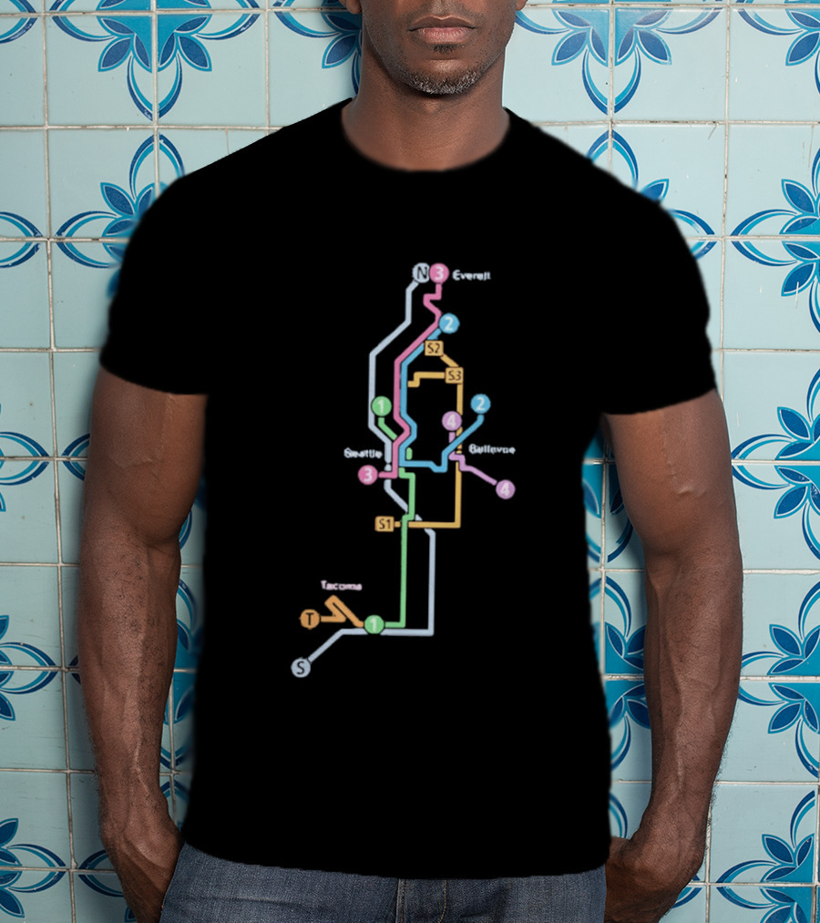 Seattle Tacoma Everett Bellevue Transit Map S1 S2 S3 Route Lines T-Shirt