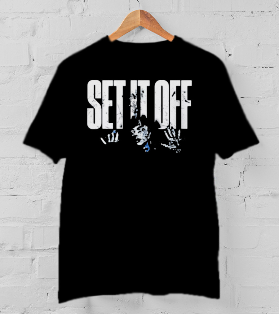 Set It Off Cracked Text With Blue Paint Effect T-Shirt