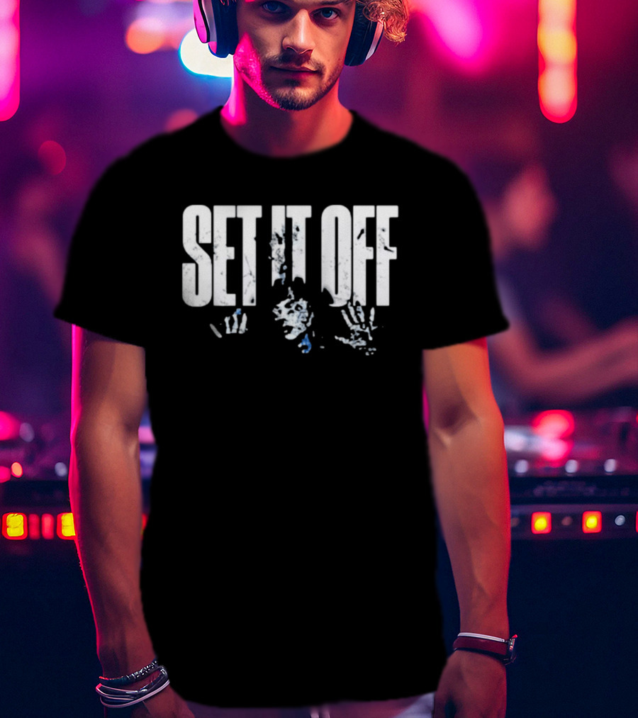 Set It Off Cracked Text With Blue Paint Effect T-Shirt
