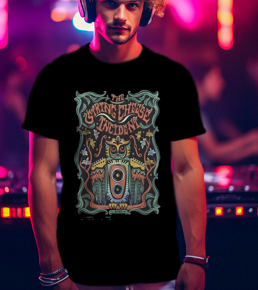 The String Cheese Incident Tour 2026 Owl Speaker T-Shirt