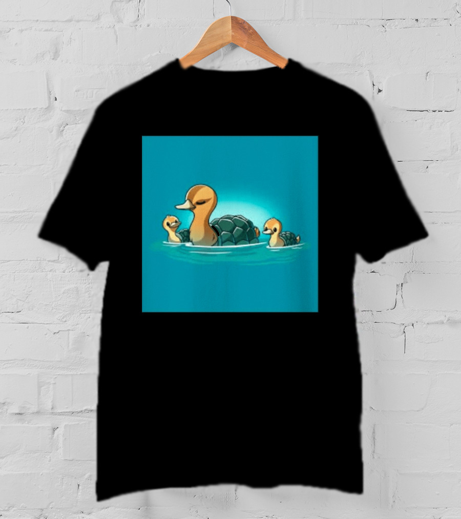 Turtle Ducks Swimming Cute Playful Hybrid Creatures T-Shirt