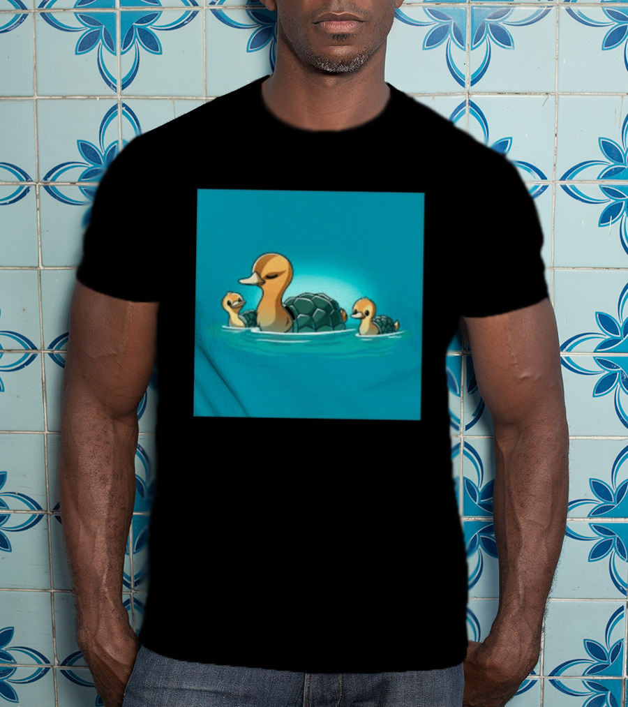 Turtle Ducks Swimming Cute Playful Hybrid Creatures T-Shirt