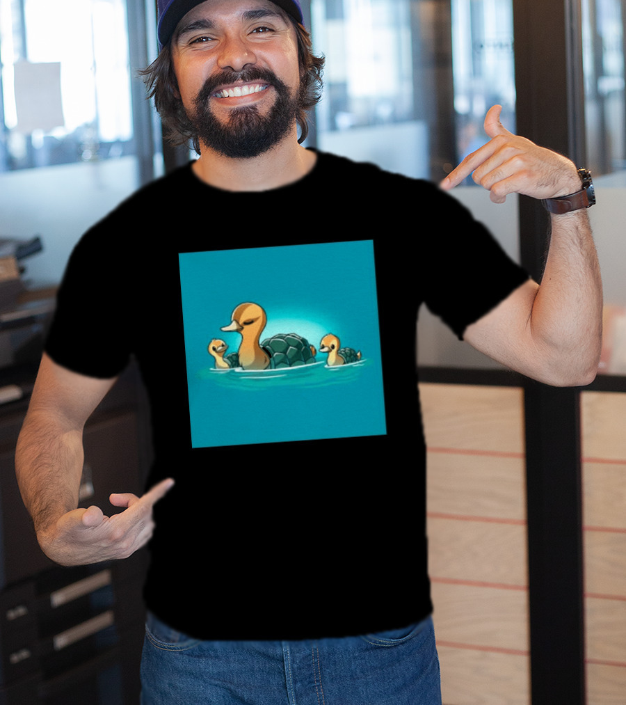 Turtle Ducks Swimming Cute Playful Hybrid Creatures T-Shirt