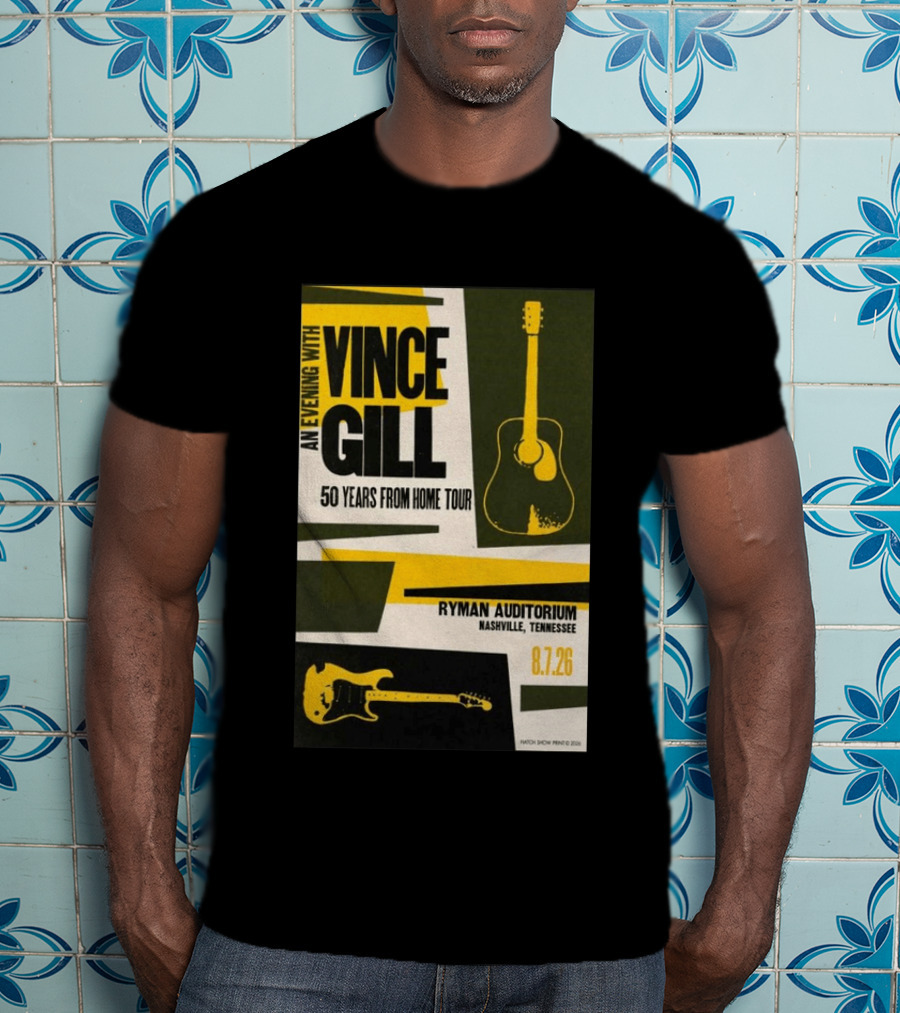 An Evening With Vince Gill 50 Years From Home Tour Ryman Auditorium Nashville August 7 2026 T-Shirt