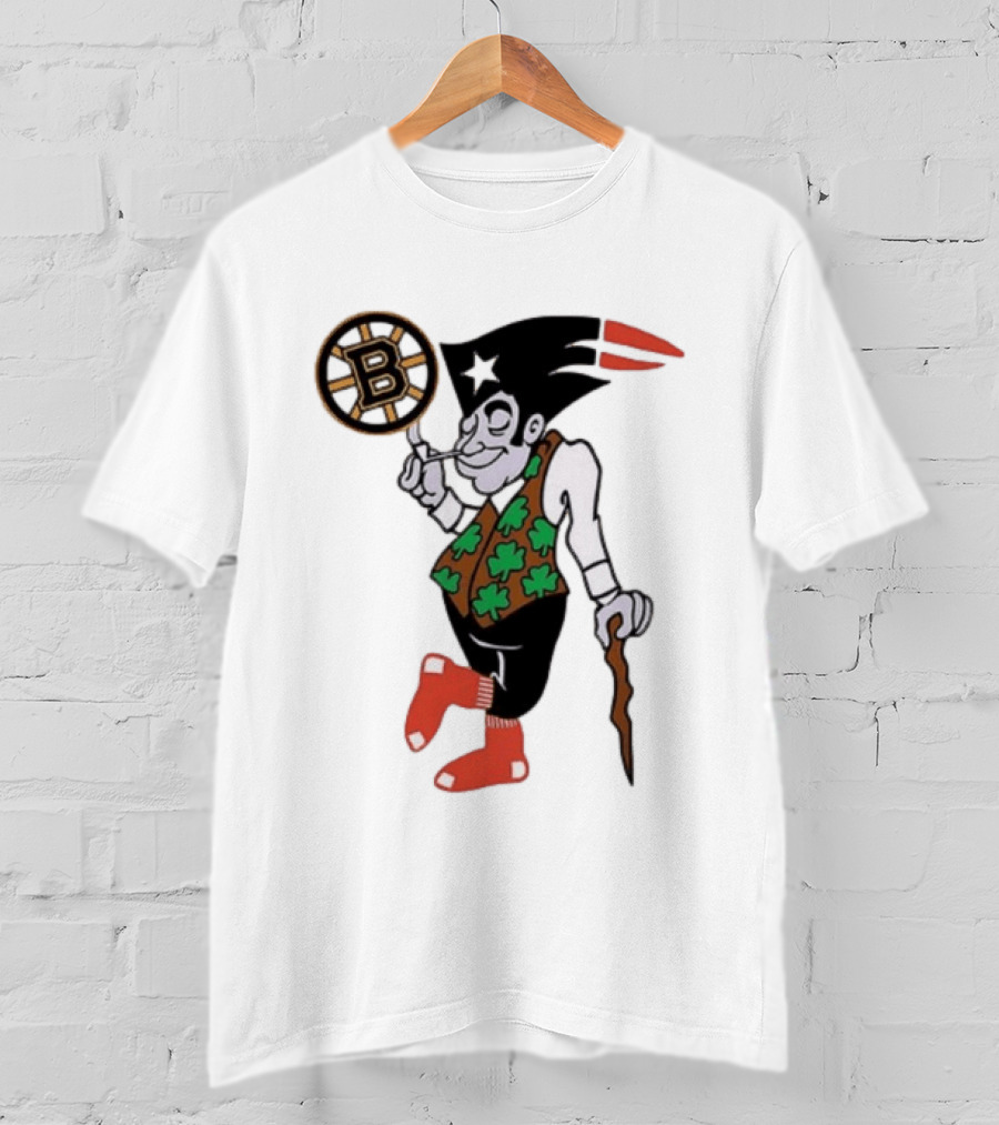 Boston All Sport Team Vintage Mascot With Clover And Cane T-Shirt