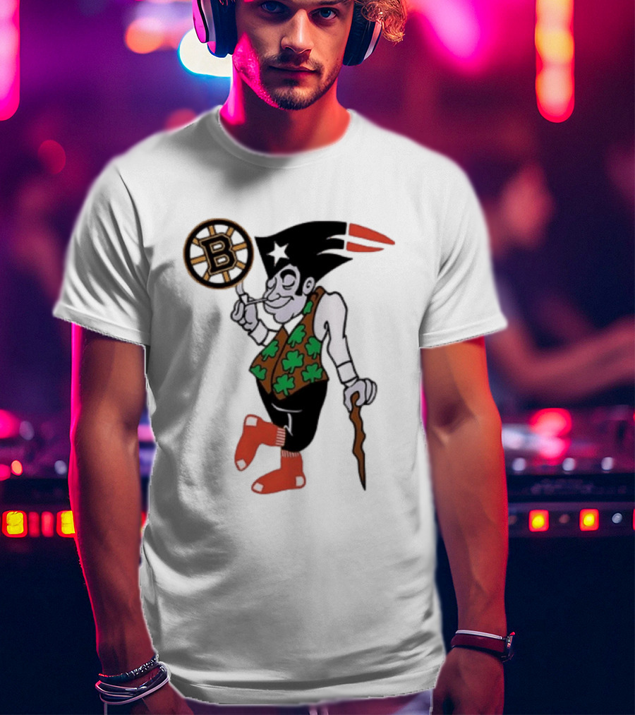 Boston All Sport Team Vintage Mascot With Clover And Cane T-Shirt