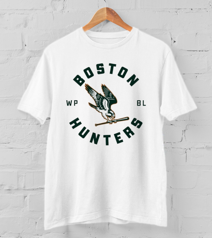 Boston Hunters WP BL Baseball Team Falcon And Bat T-Shirt