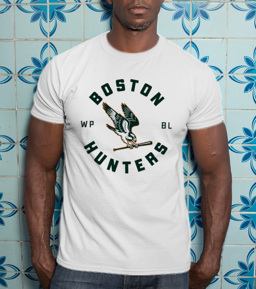 Boston Hunters WP BL Baseball Team Falcon And Bat T-Shirt