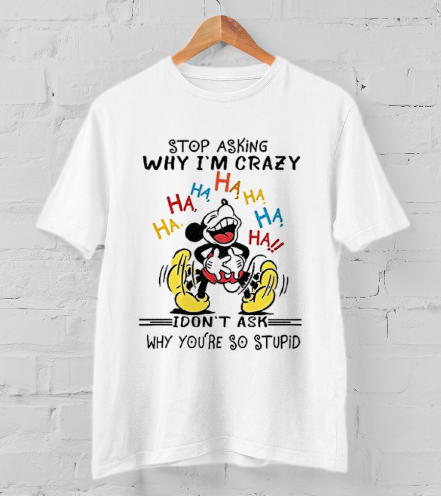 Stop Asking Why I'm Crazy Ha Ha Ha I Don't Ask Why You're So Stupid T-Shirt