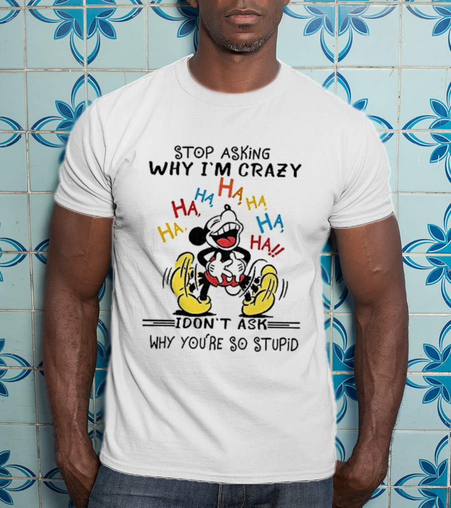 Stop Asking Why I'm Crazy Ha Ha Ha I Don't Ask Why You're So Stupid T-Shirt