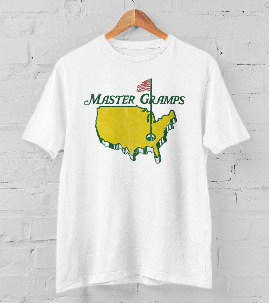 Master Gramps Golfing USA Flag Map T-Shirt