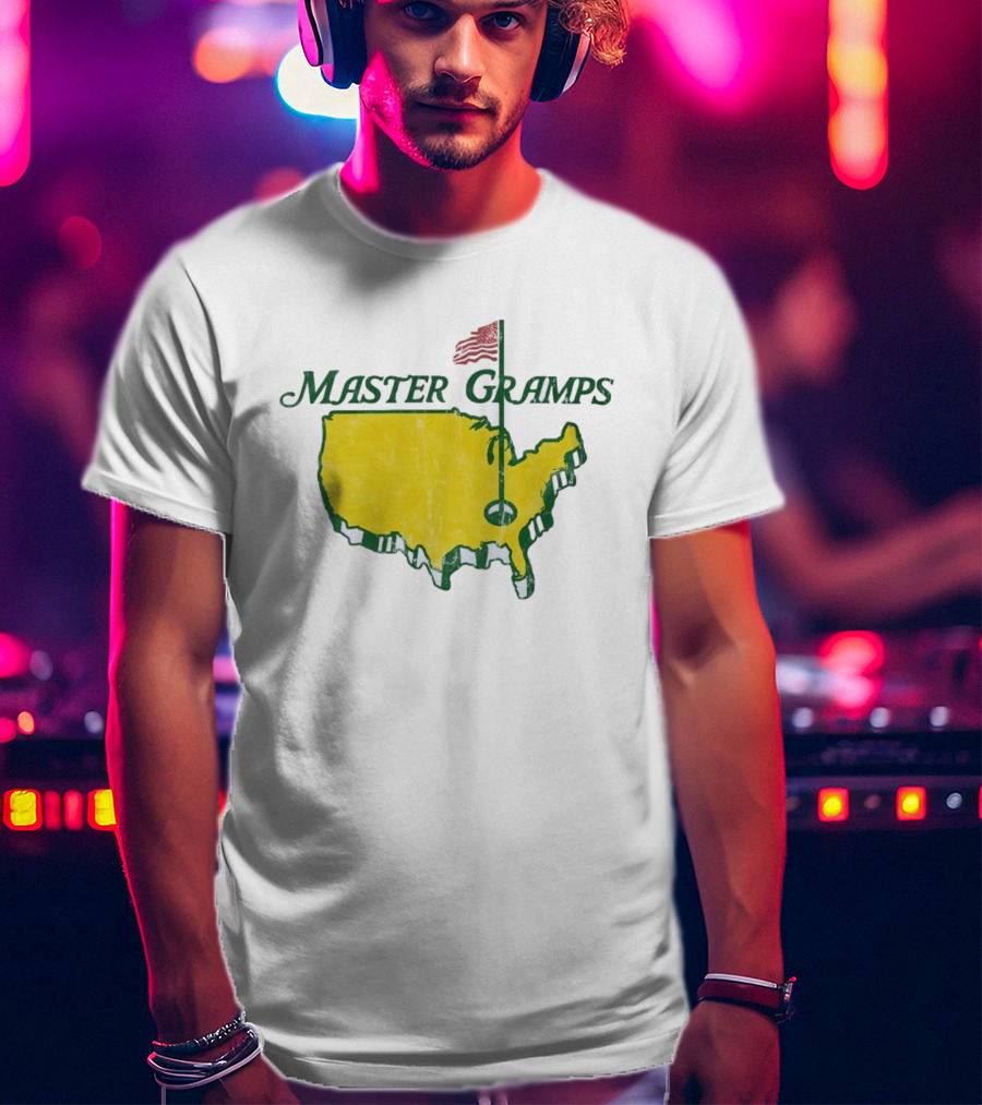 Master Gramps Golfing USA Flag Map T-Shirt