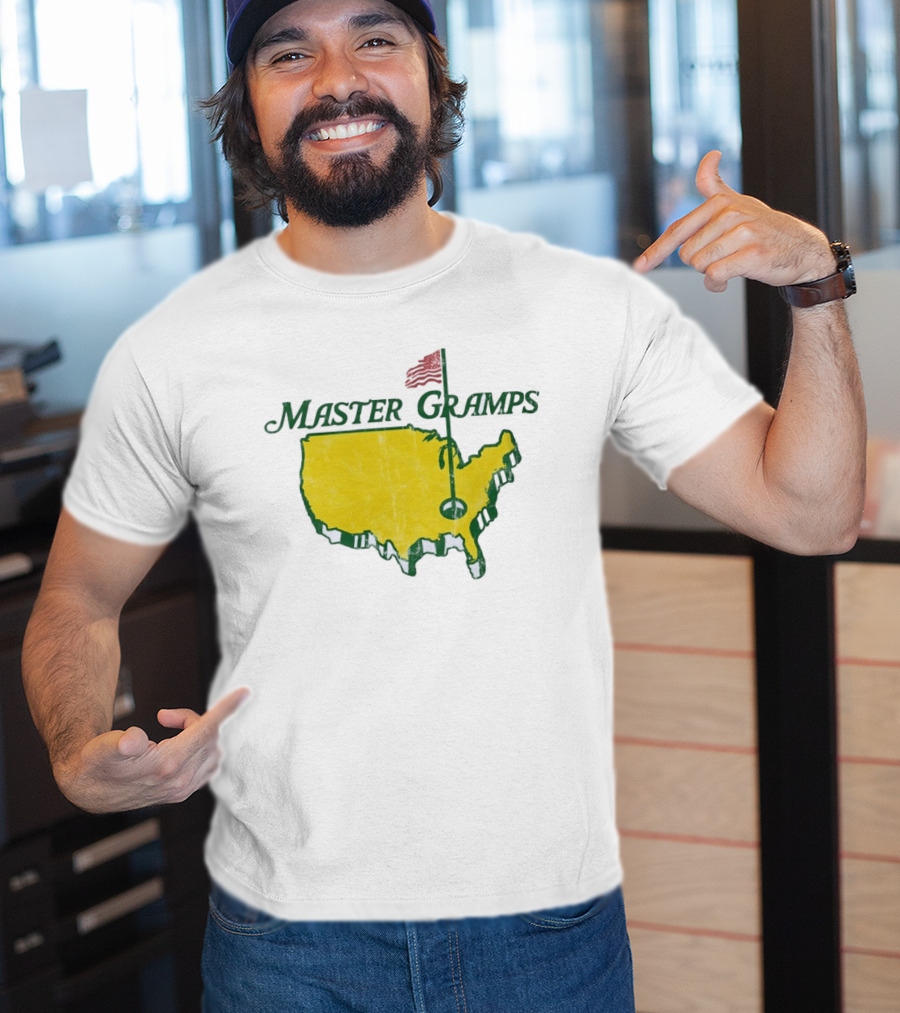 Master Gramps Golfing USA Flag Map T-Shirt