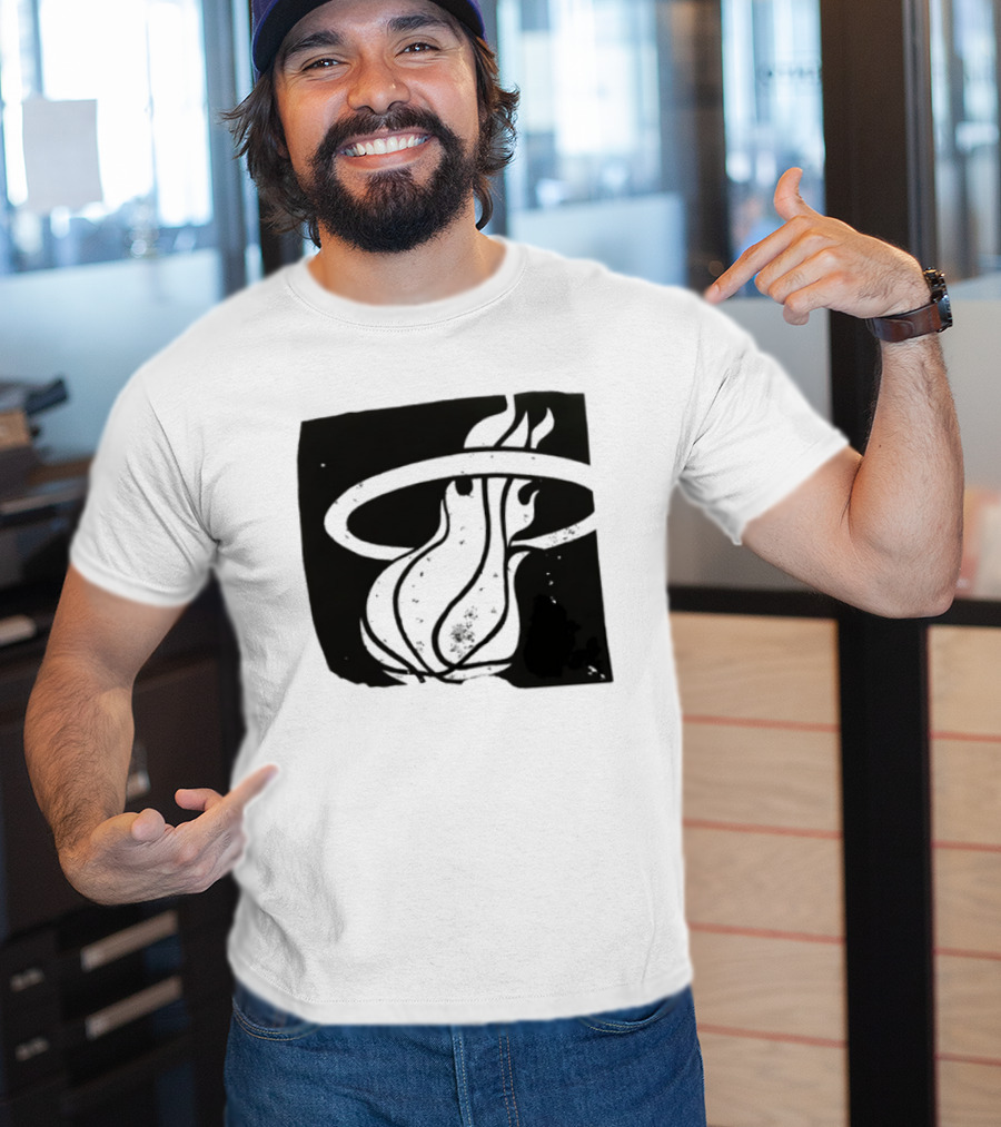 Miami Heat Basketball NBA Iconic Flaming Ball T-Shirt