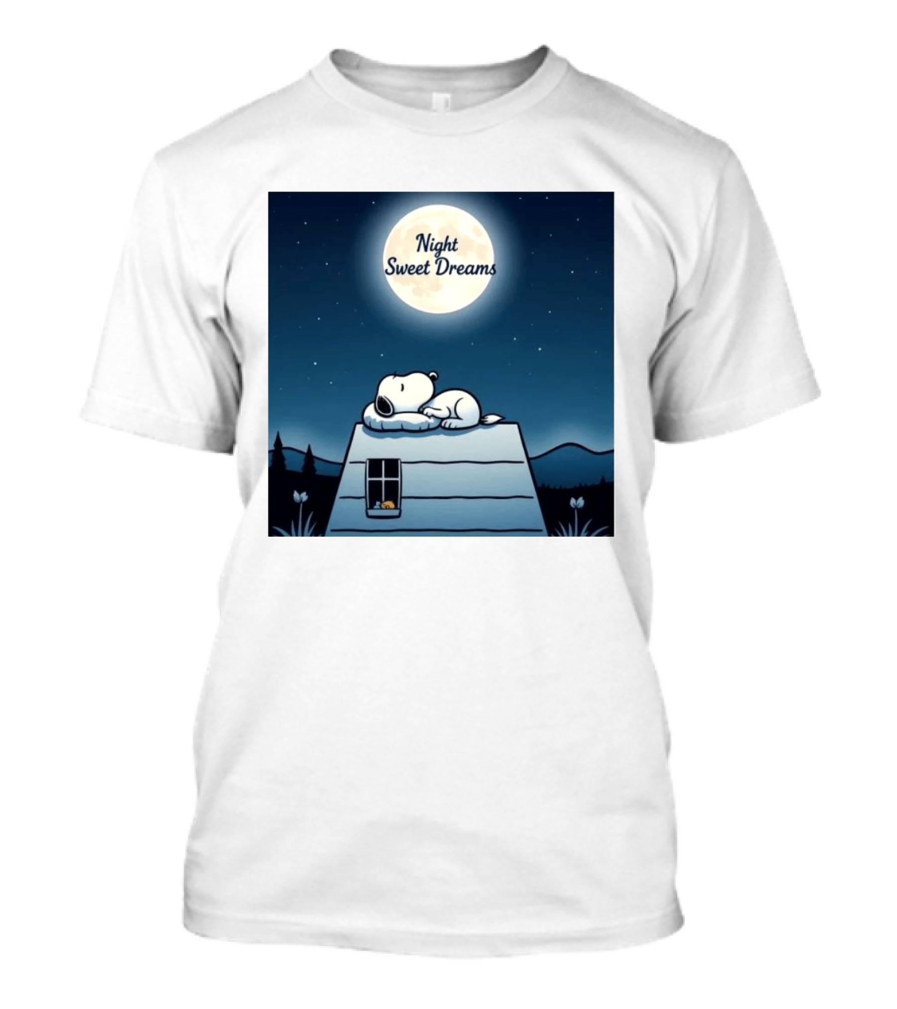 Snoopy Night Sweet Dreams Moonlight Scene Peanuts Sleeping Dog T-Shirt