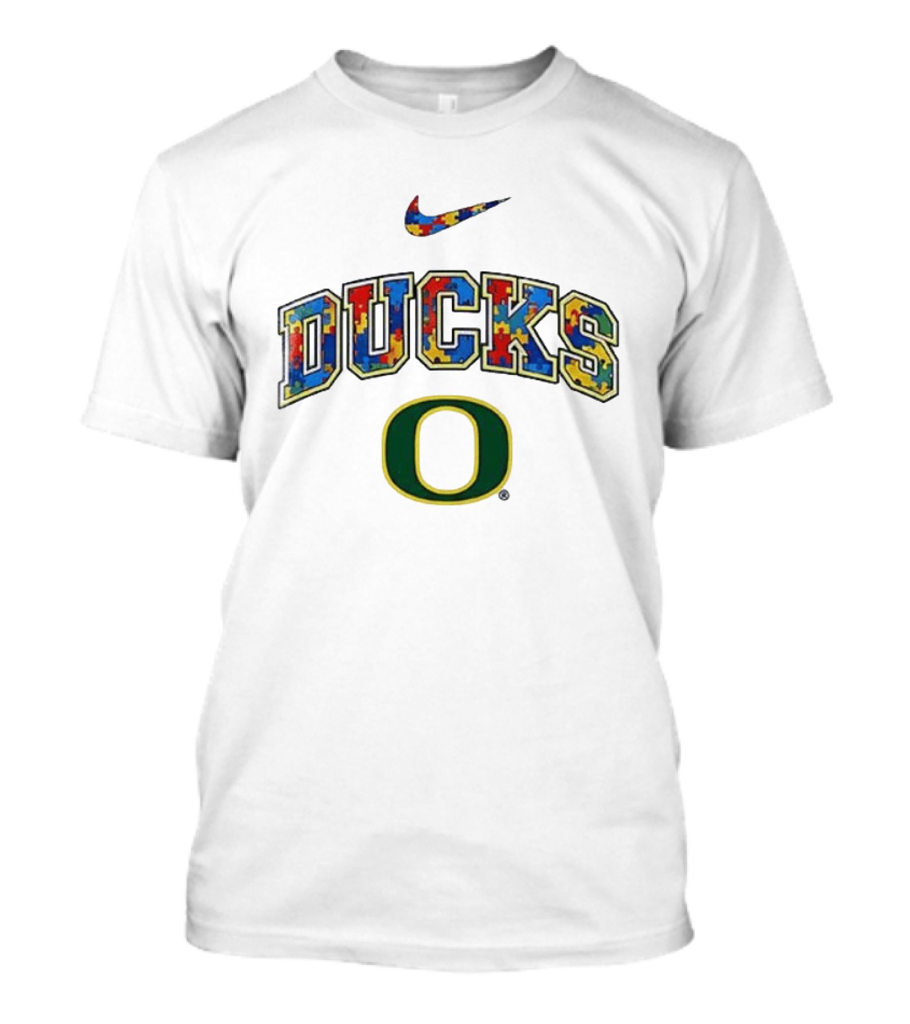 Oregon Ducks Autism Awareness Accept Understand Love Puzzle Nike T-Shirt