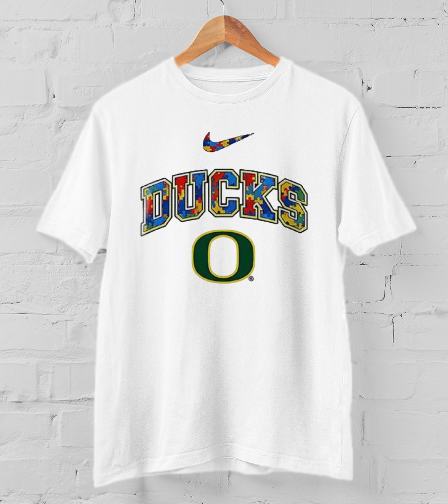 Oregon Ducks Autism Awareness Accept Understand Love Puzzle Nike T-Shirt