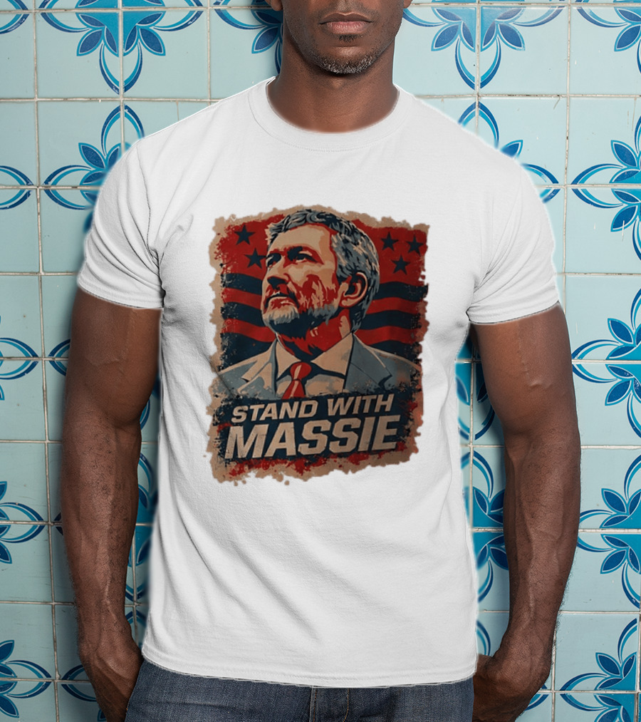 Stand With Massie Patriotic Political Artwork With Stars And Stripes T-Shirt