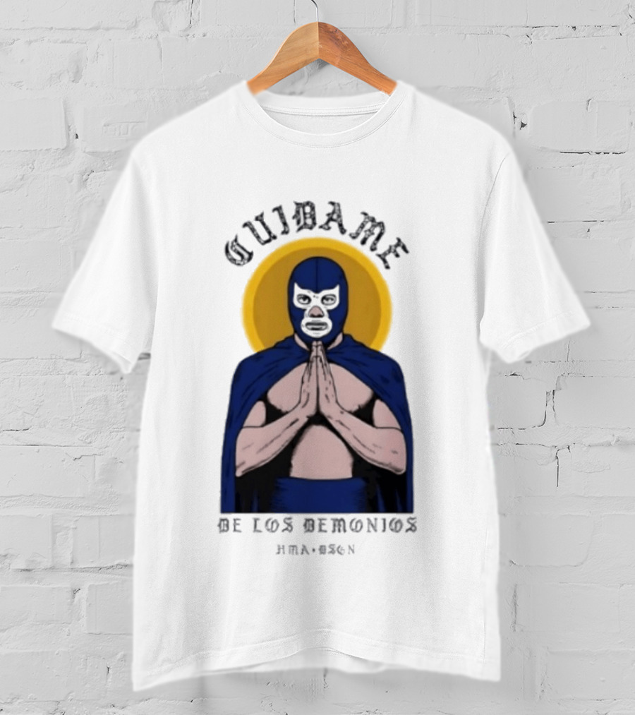 Cuidame De Los Demonios Original Blue Demon Luchador Praying Hands T-Shirt