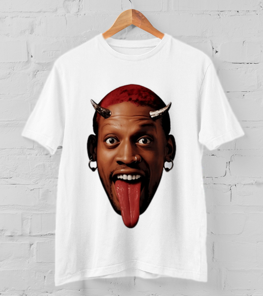 Dennis Rodman Big Face Devil Horns Chicago Bulls T-Shirt