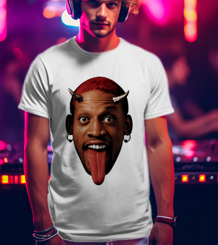Dennis Rodman Big Face Devil Horns Chicago Bulls T-Shirt