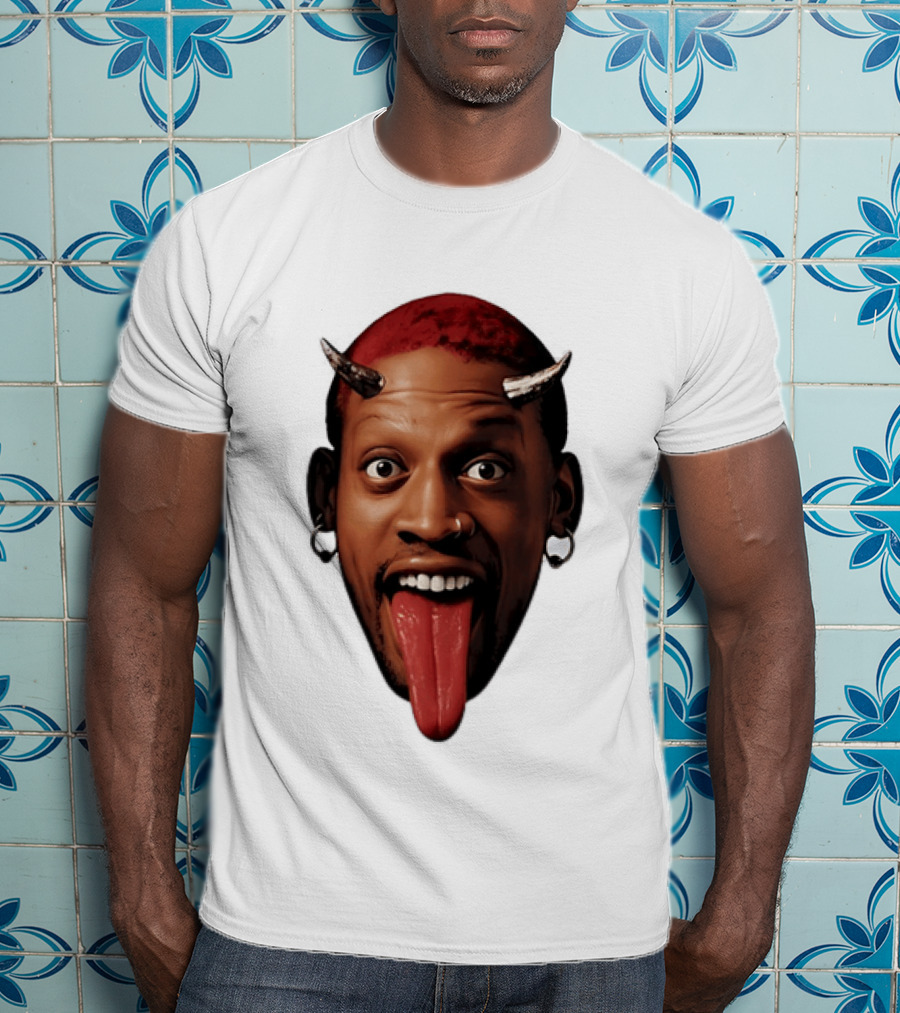 Dennis Rodman Big Face Devil Horns Chicago Bulls T-Shirt
