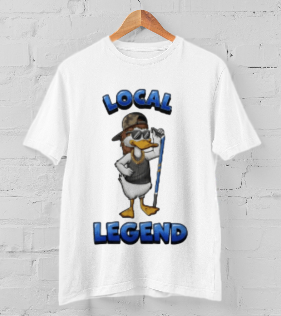 Duck Local Legend Hockey Player In Sunglasses And Cap T-Shirt