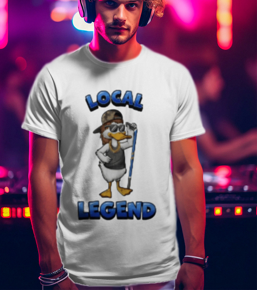 Duck Local Legend Hockey Player In Sunglasses And Cap T-Shirt