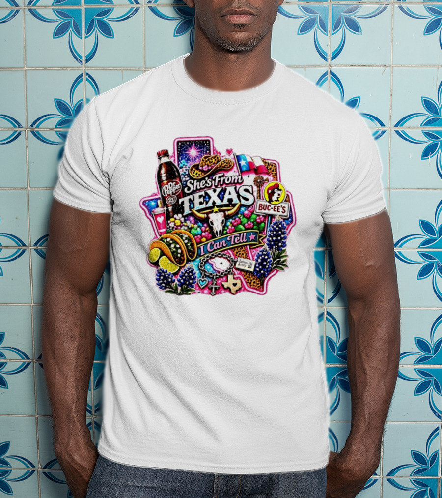 She's From Texas Dr Pepper Buc Ee's James Avery Charms I Can Tell Texas State Pride T-Shirt