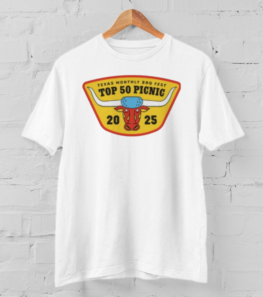 Texas Monthly BBQ Fest Top 50 Picnic 2025 Longhorn T-Shirt
