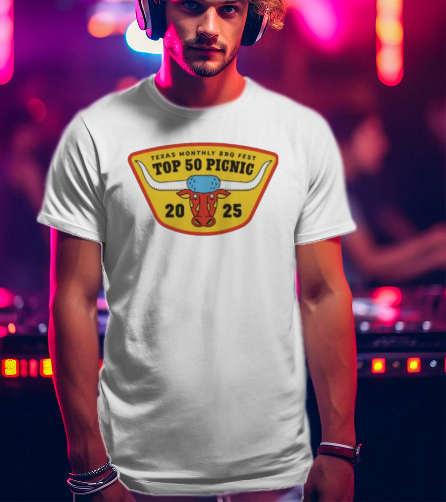 Texas Monthly BBQ Fest Top 50 Picnic 2025 Longhorn T-Shirt