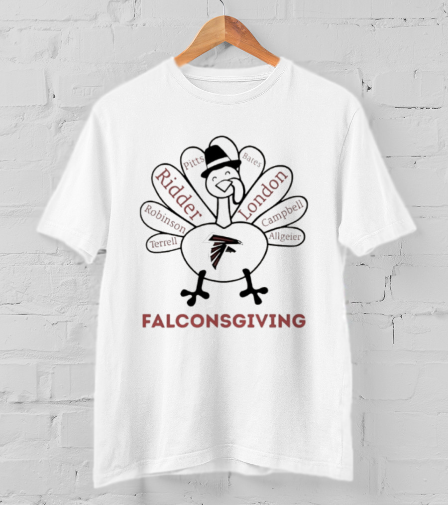 Atlanta Falcons Thanksgiving Celebration Featuring Ridder London Robinson Terrell Campbell And Allgeier T-Shirt