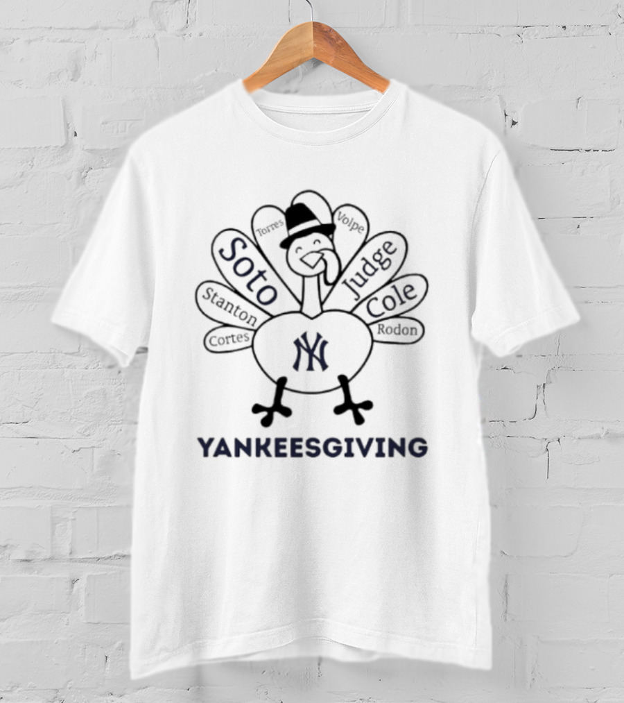 Thanksgiving With Yankees Soto Judge Yankeesgiving Turkey T-Shirt