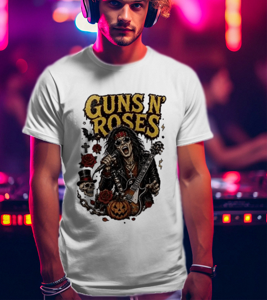 Guns N' Roses I'm A GNR Ghoul Appetite For Fright Halloween Rocks With Skulls And Pumpkins T-Shirt