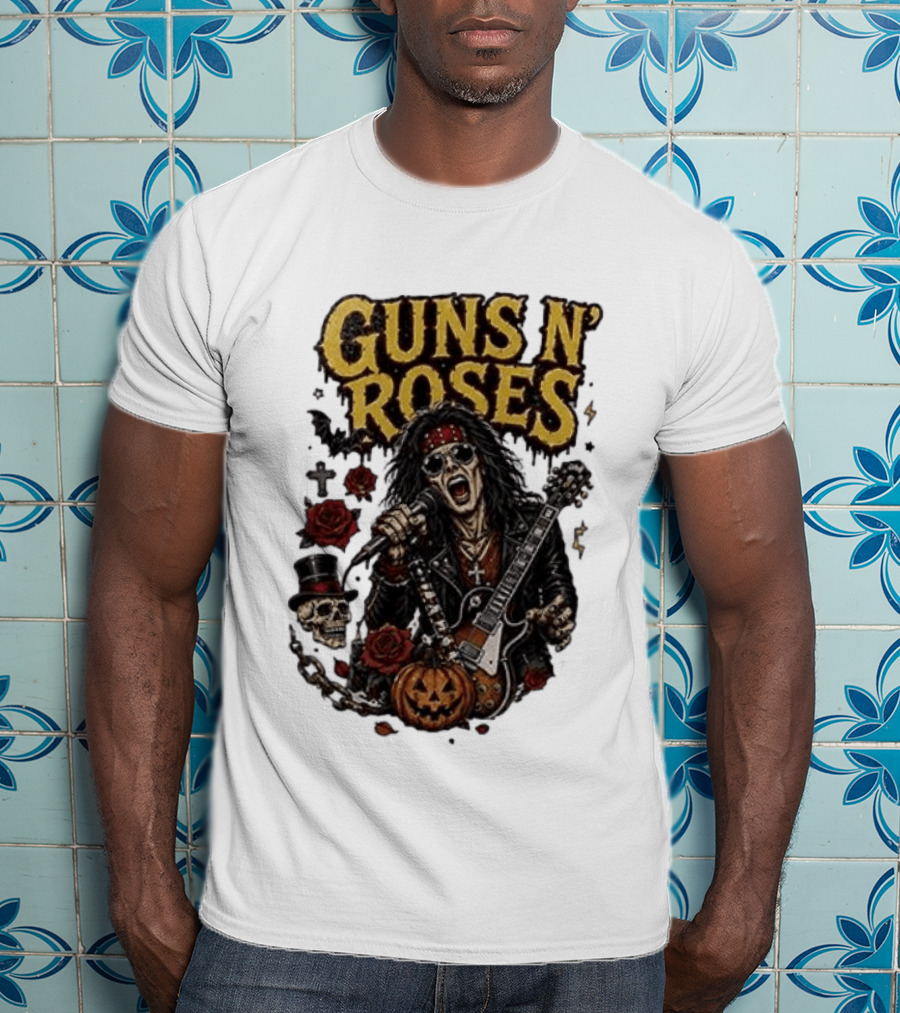 Guns N' Roses I'm A GNR Ghoul Appetite For Fright Halloween Rocks With Skulls And Pumpkins T-Shirt