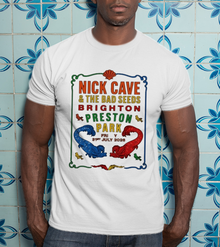 Nick Cave & The Bad Seeds Brighton Preston Park 31 July 2026 Colorful Dragons T-Shirt