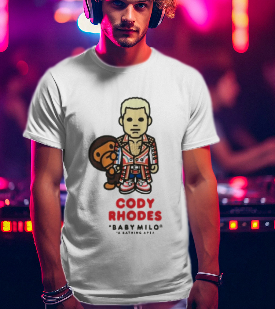 Cody Rhodes Baby Milo Wrestling Mens White Wwe Collaboration T-Shirt