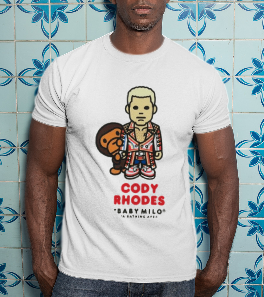 Cody Rhodes Baby Milo Wrestling Mens White Wwe Collaboration T-Shirt