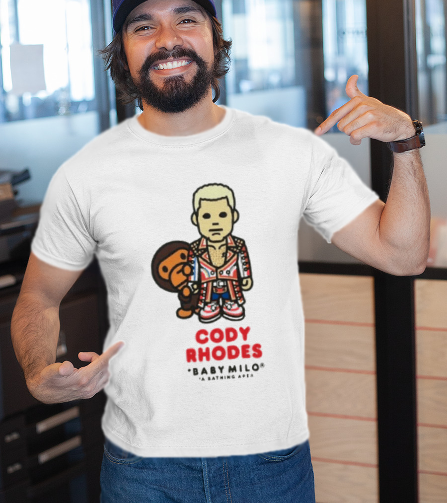 Cody Rhodes Baby Milo Wrestling Mens White Wwe Collaboration T-Shirt