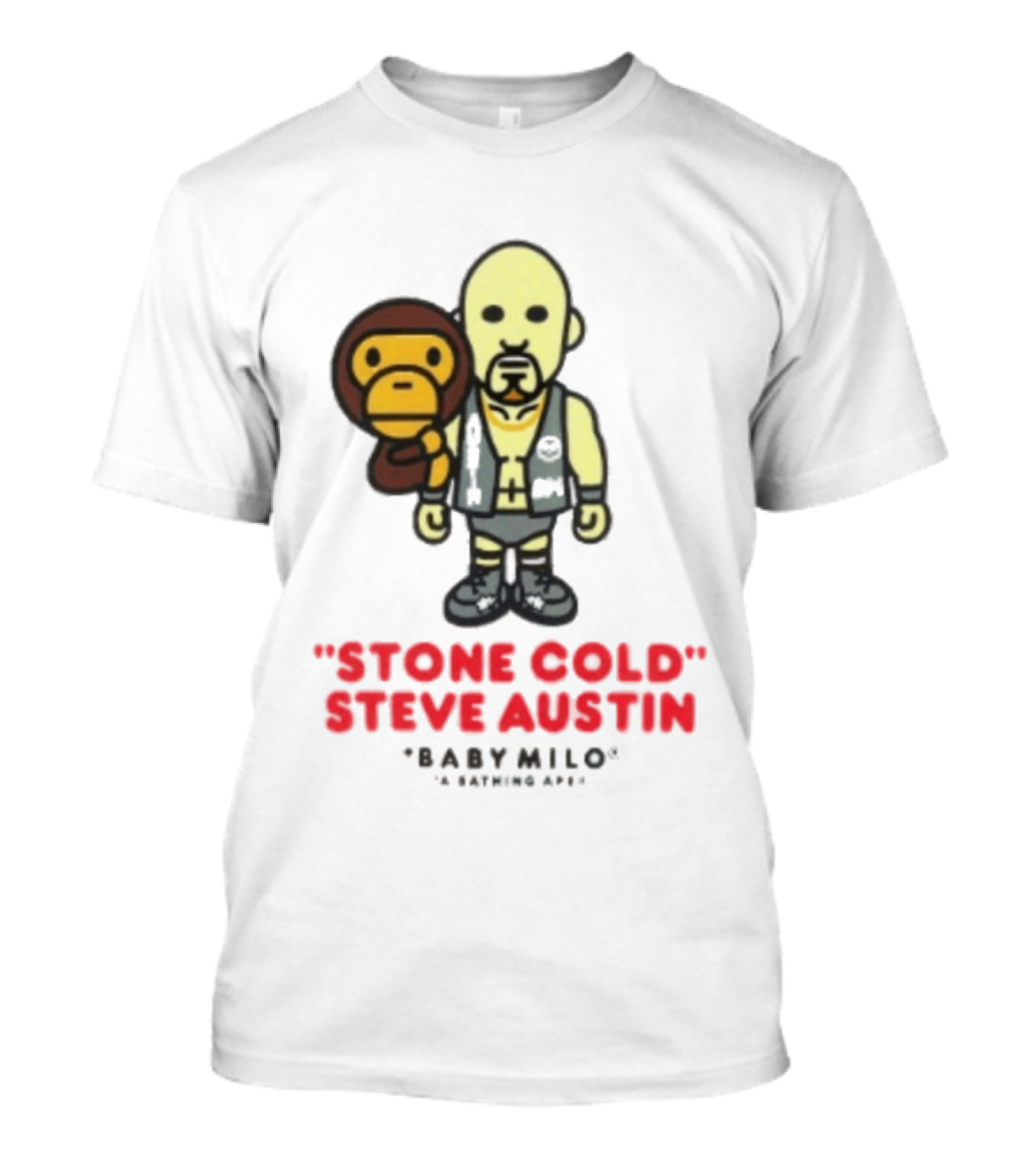 Stone Cold Steve Austin Baby Milo Collaboration Mens White T-Shirt