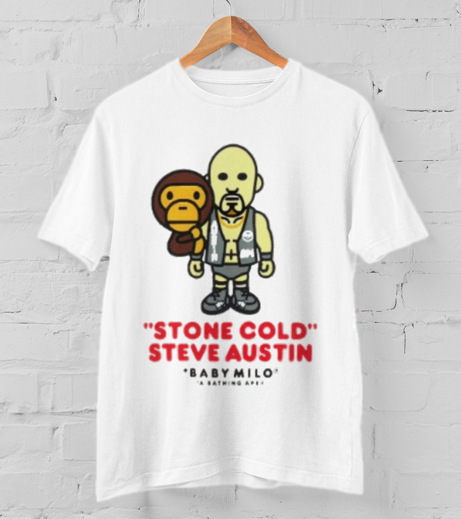 Stone Cold Steve Austin Baby Milo Collaboration Mens White T-Shirt