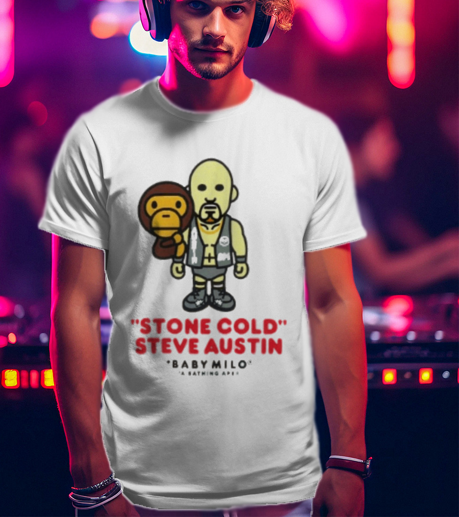 Stone Cold Steve Austin Baby Milo Collaboration Mens White T-Shirt