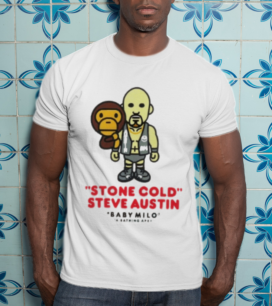 Stone Cold Steve Austin Baby Milo Collaboration Mens White T-Shirt