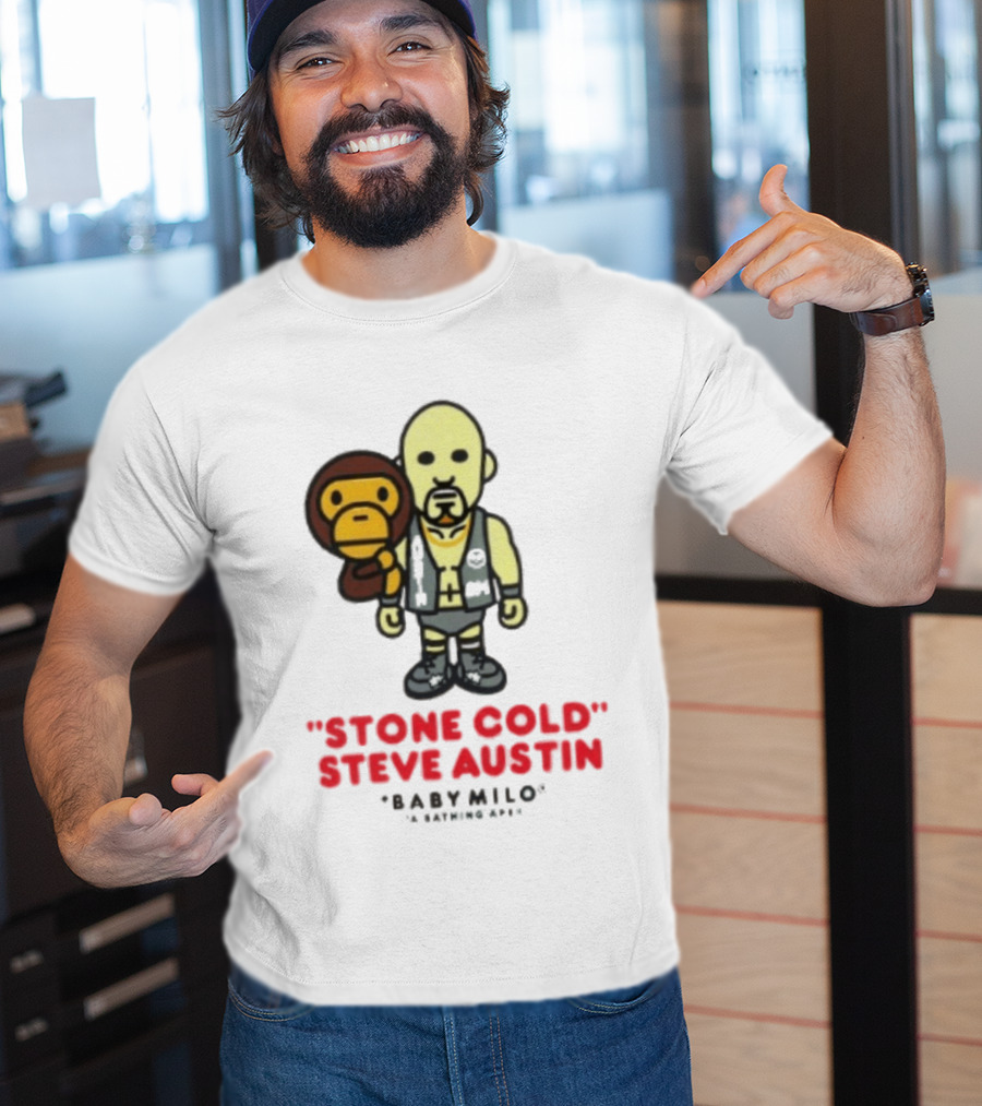 Stone Cold Steve Austin Baby Milo Collaboration Mens White T-Shirt