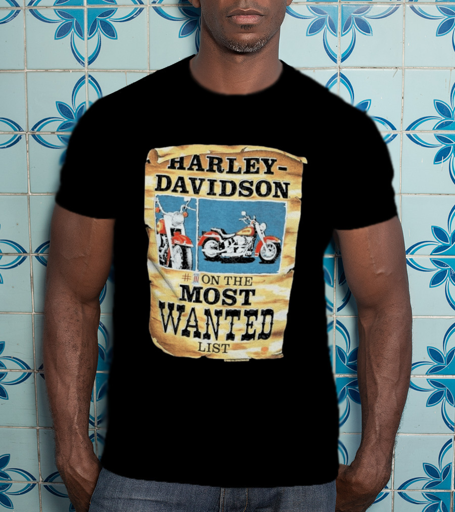 Harley Davidson #1 On The Most Wanted List Motorcycle 1986 Bismarck North Dakota T-Shirt