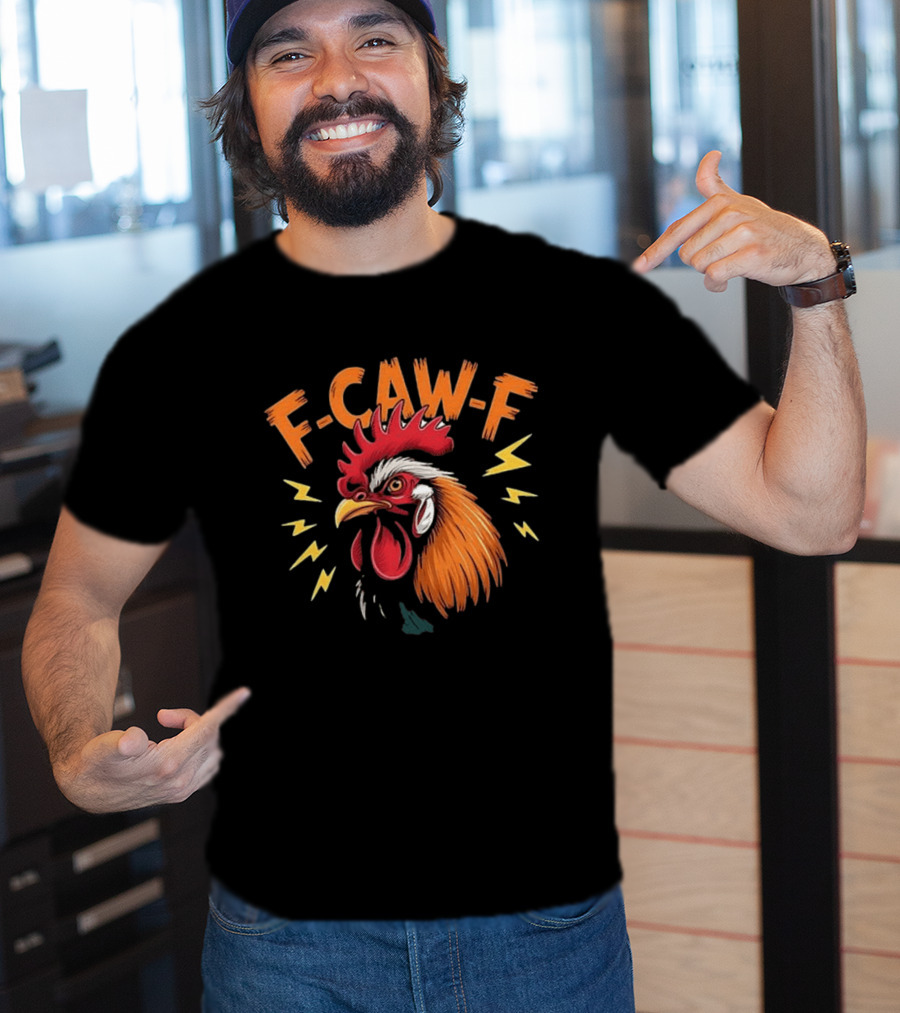 F Caw F Humor Meme Rooster Thunderbolts T-Shirt
