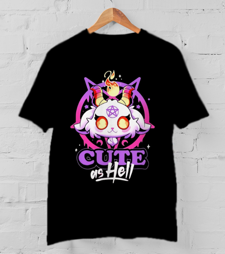 Cute As Hell Goat Demon Pentagram Flame T-Shirt