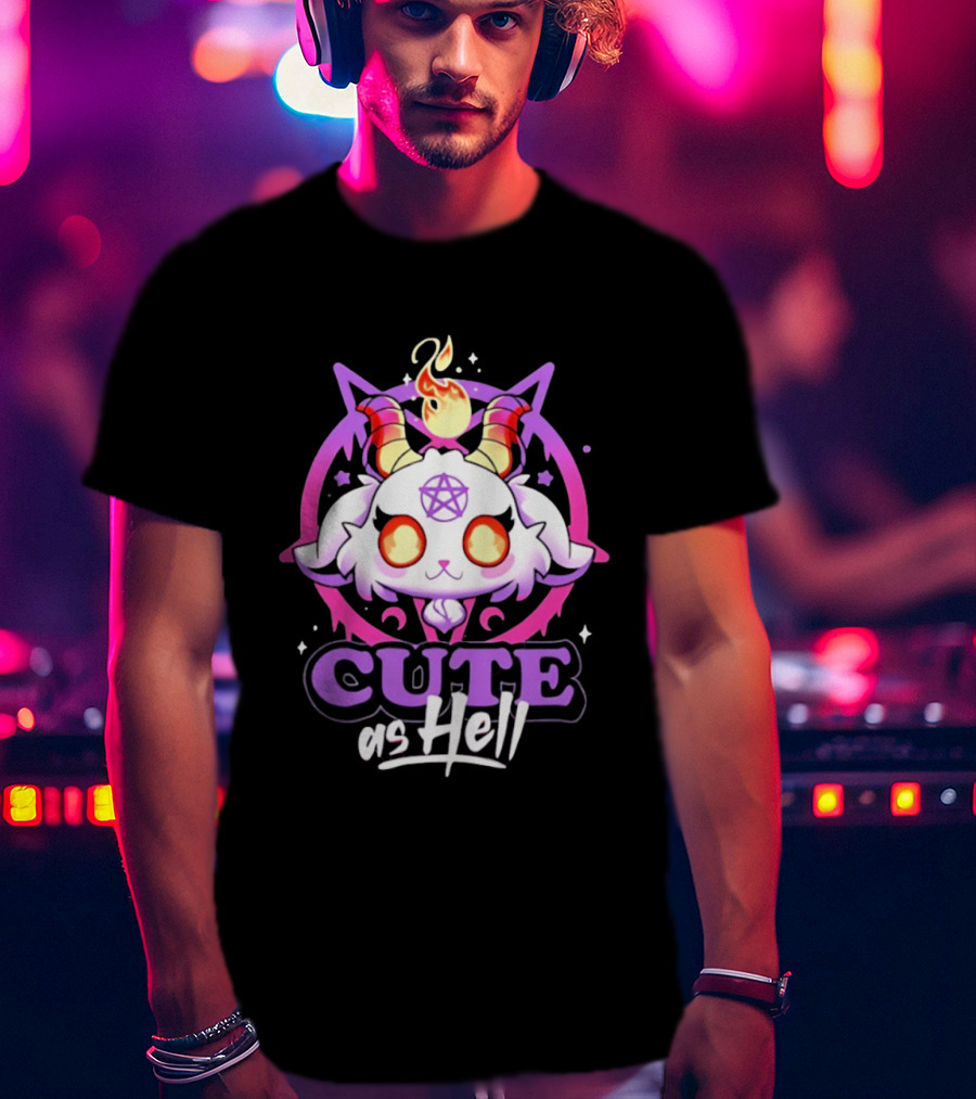 Cute As Hell Goat Demon Pentagram Flame T-Shirt