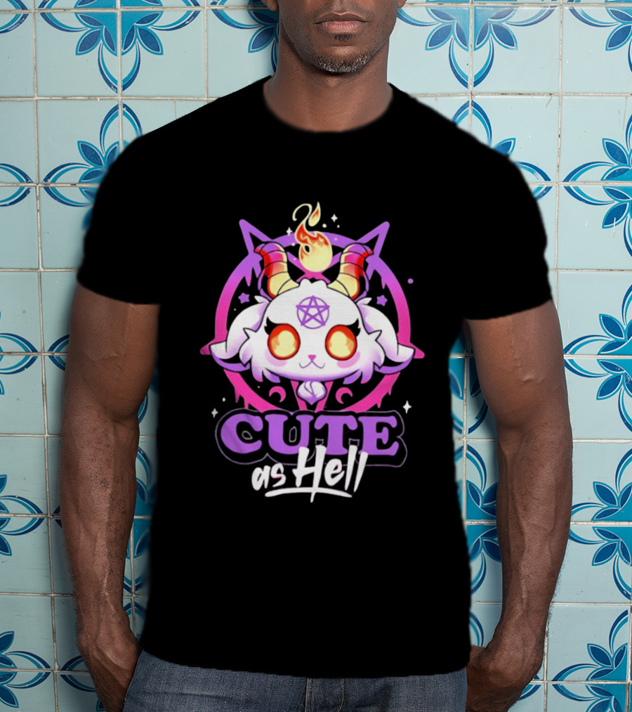 Cute As Hell Goat Demon Pentagram Flame T-Shirt